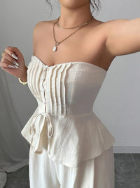 Sexy Summer Two-Piece Set for Women – Sweetheart Neck Crop Top & Lounge Pants