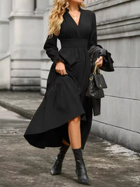 Ruched Midi Dress Long Sleeve Tiered Bodycon - Regular & Plus Size