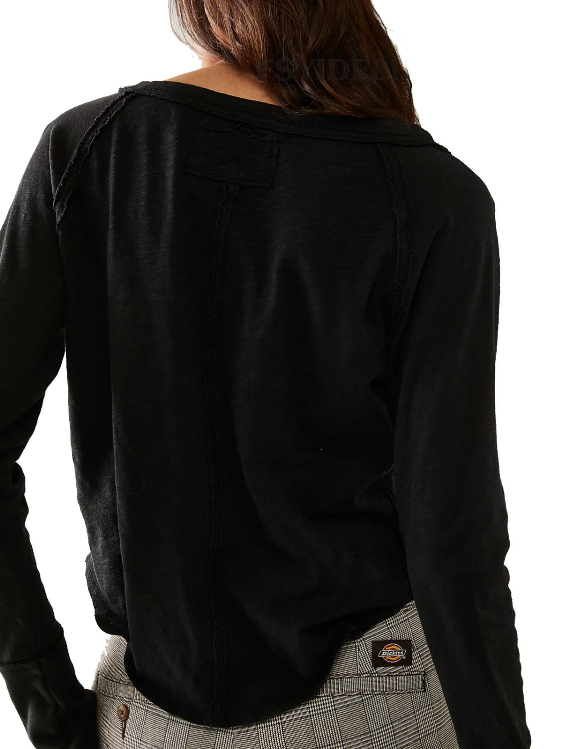 Exposed Seam Notched Long Sleeve T-Shirt Trandify Deal