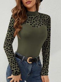 Heart Mock Neck Long Sleeve T-Shirt Trandify Deal