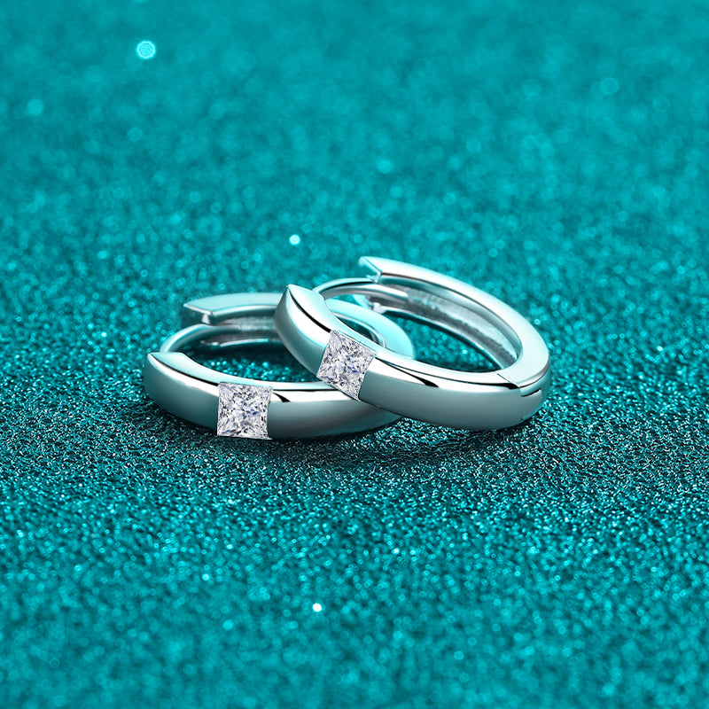925 Sterling Silver Moissanite Huggie Earrings Trandify Deal