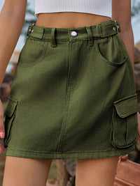 Adjustable Waist Denim Skirt with Pockets Trandify deal