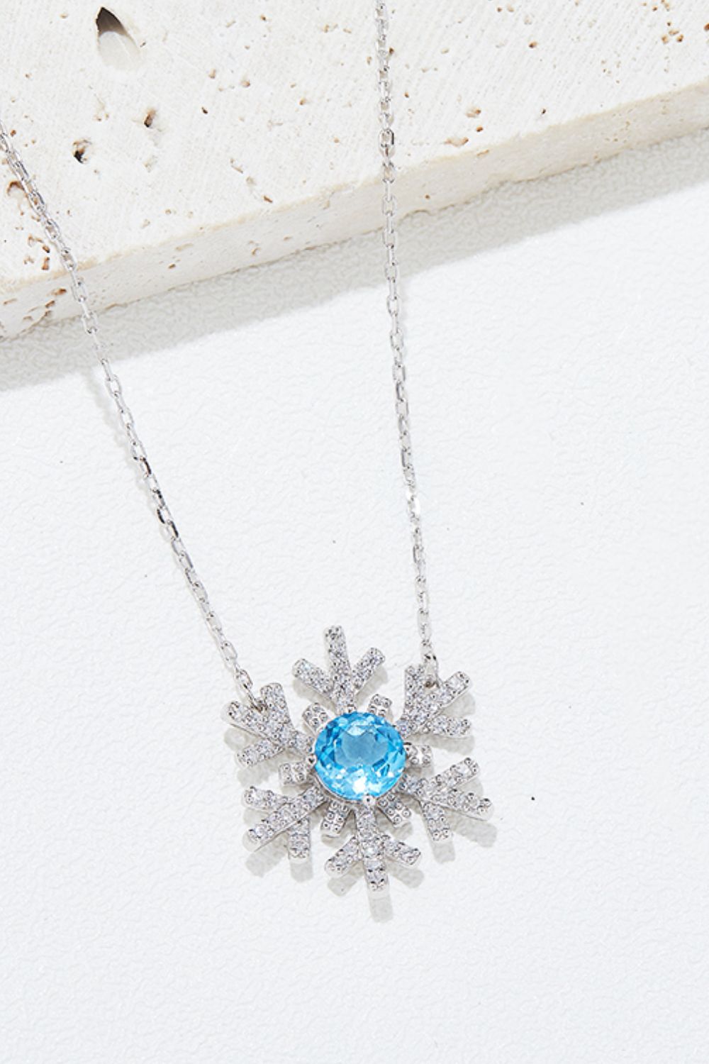 925 Sterling Silver Topaz Snowflake Shape Necklace Trandify Deal