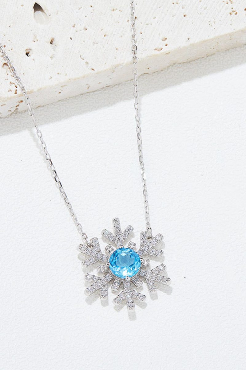 925 Sterling Silver Topaz Snowflake Shape Necklace Trandify Deal
