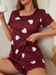 Heart Round Neck Top and Shorts Lounge Set Trandify deal