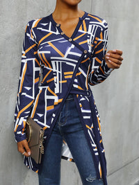Perfee Geometric Surplice Long Sleeve T-Shirt Trandify deal