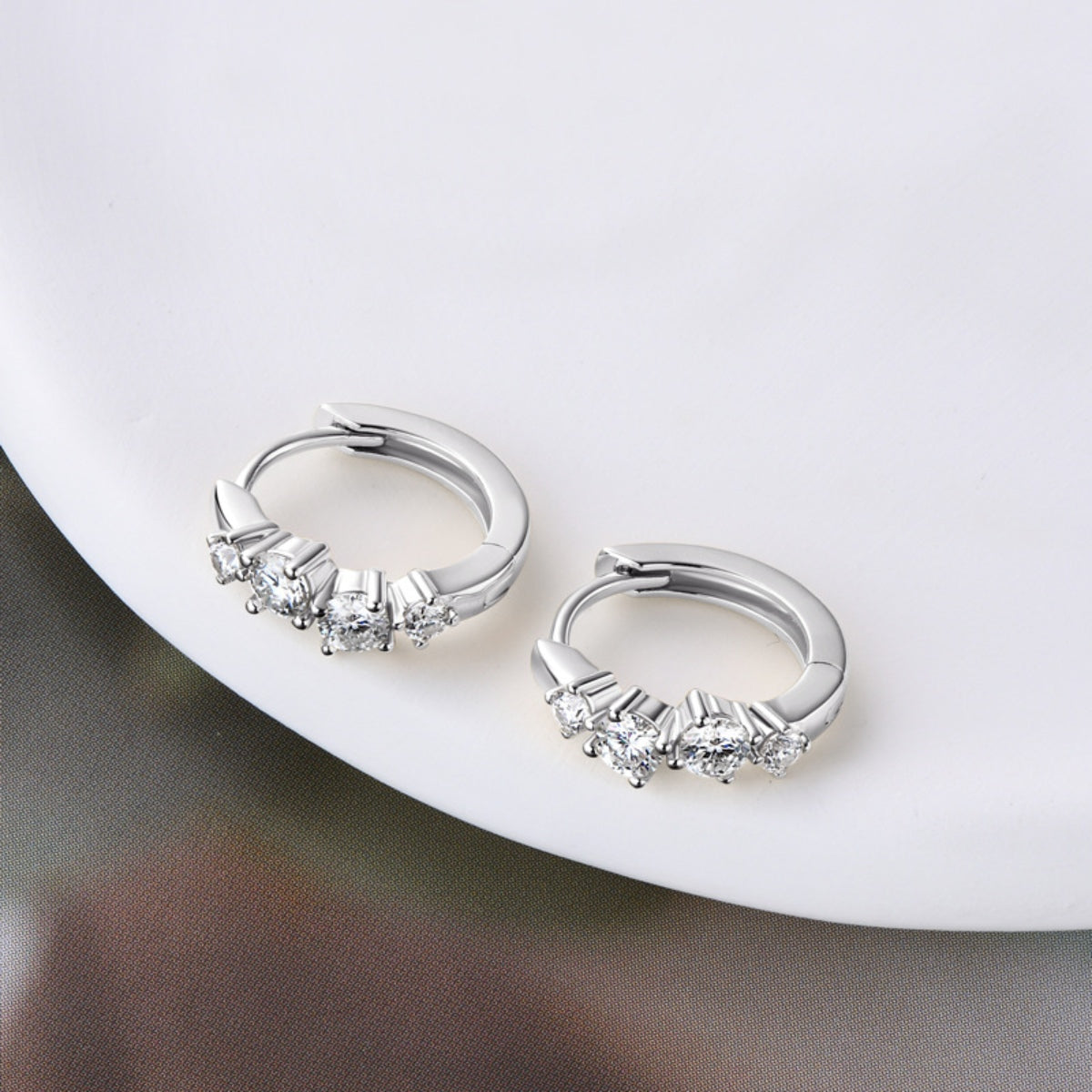 925 Sterling Silver Moissanite Huggie Earrings Trandify Deal