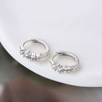 925 Sterling Silver Moissanite Huggie Earrings Trandify Deal