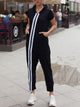 Women's Striped Hooded Jumpsuit – Trendy Short Sleeve Romper – TrandifyDeal