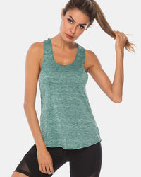 Full Size Scoop Neck Wide Strap Active Tank Trandify deal