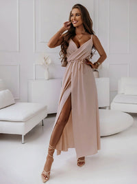 Honey Tied Surplice Sleeveless Midi Cami Dress Trandify deal