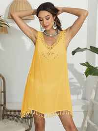 Tassel Scoop Neck Wide Strap Cover-Up Trandify deal