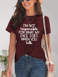 Letter Graphic Round Neck Short Sleeve T-Shirt Trandify deal