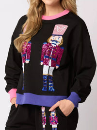 Women's Sequin Loungewear Set - Nutcracker Holiday Pajamas