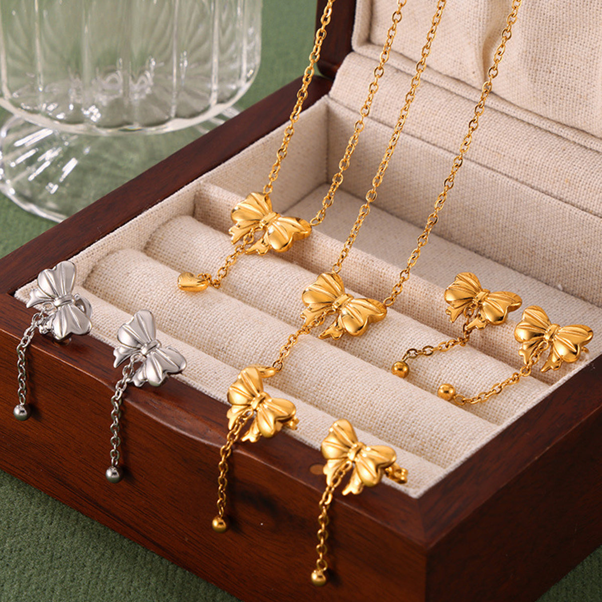 Titanium Steel Gold-Plated Bow Pendant Necklace Trandify deal