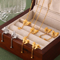 Titanium Steel Gold-Plated Bow Pendant Necklace Trandify deal