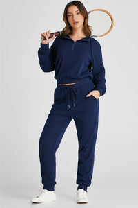 Drawstring Half Zip Hoodie and Joggers Active Set Trandify Deal