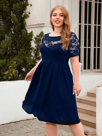 Plus Size Ruched Round Neck Short Sleeve Dress Trandify deal