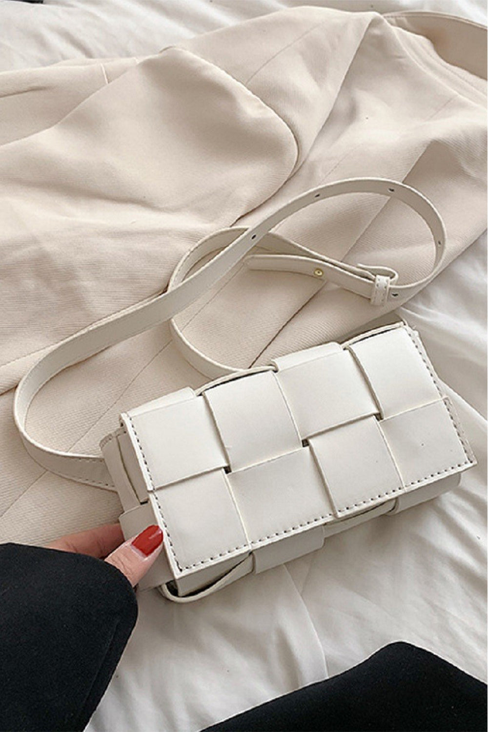 Zenana Vegan Leather Woven Crossbody Bag Trandify deal