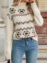 Chunky Cable Knit Turtleneck Sweater for Women