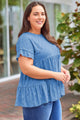 Plus Size Eyelet Round Neck Short Sleeve Blouse Trandify deal