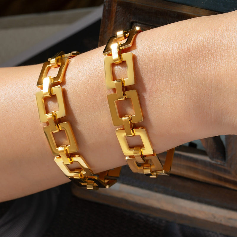 Titanium Steel Hollow Square Chain Bracelet Trandify Deal