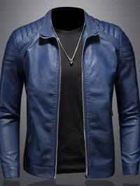 Plus Size Zip Up Jacket for Men - 100% PU