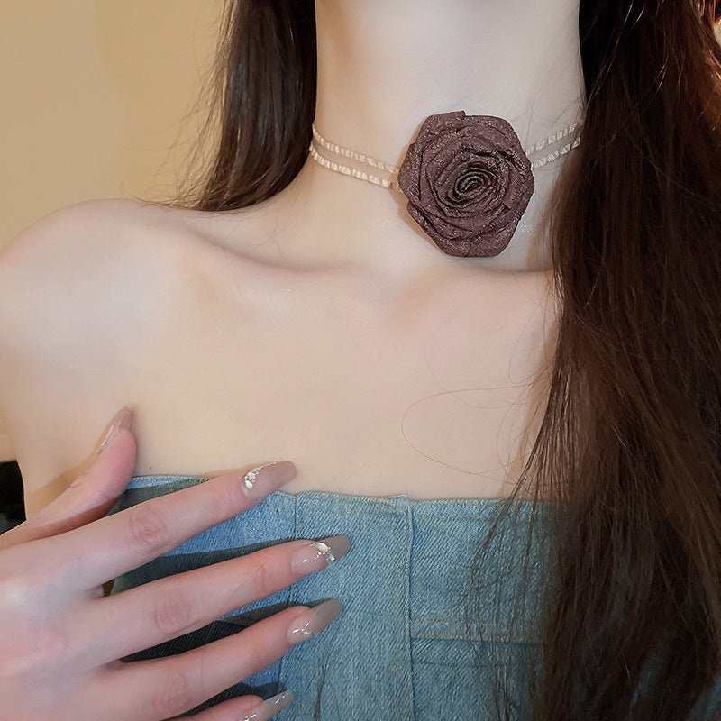3D Rose Alloy Buckle Necklace Trandify deal