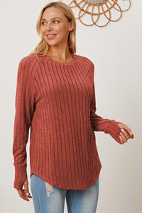 Basic Bae Full Size Ribbed Thumbhole Sleeve T-Shirt Trandify Deal