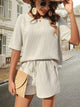 Waffle-Knit Half Sleeve Top and Shorts Set Trandify deal
