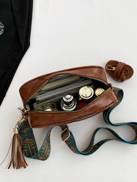 Tassel PU Leather Printed Strap Cassette Crossbody Bag Trandify Deal