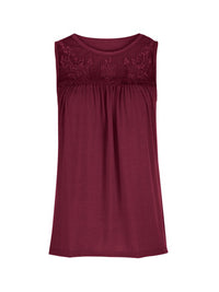 Lace Detail Round Neck Tank Trandify deal