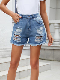 Distressed Raw Hem Denim Shorts Trandify deal