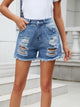 Distressed Raw Hem Denim Shorts Trandify deal