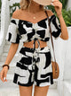 Perfee Drawstring Off-Shoulder Top and Shorts Set Trandify deal