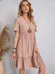 Full Size V-Neck Short Sleeve Dress Trandify deal