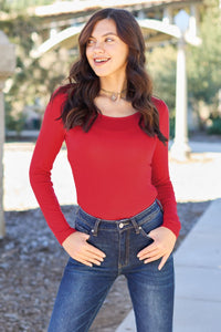Basic Bae Full Size Round Neck Long Sleeve Bodysuit Trandify Deal