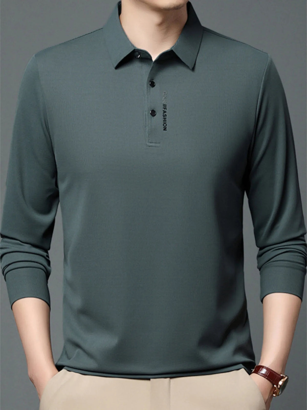 Men’s Plus Size Long Sleeve Polo Shirt – Classic Collar for Big & Tall Men – Business Casual Workwear