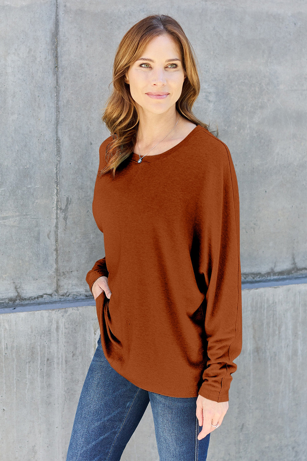 Double Take Full Size Round Neck Long Sleeve T-Shirt Trandify Deal