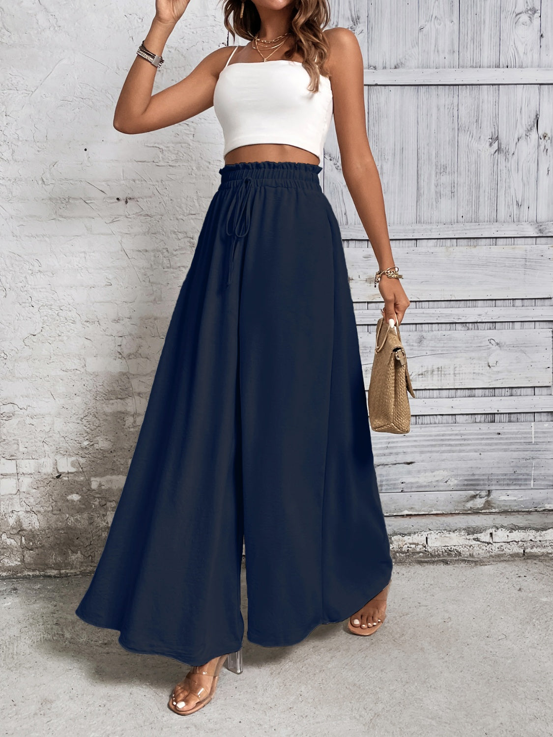 Tied High Waist Wide Leg Pants Trandify deal