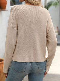 Round Neck Long Sleeve Sweater Trandify Deal