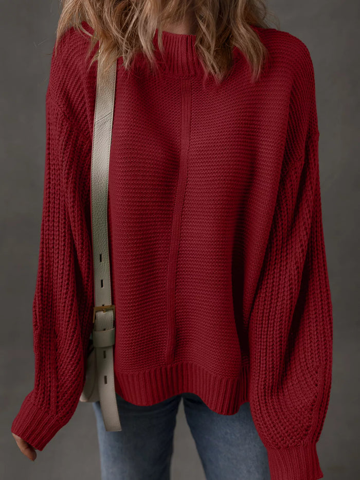Casual Comfort Sweater | Solid Color Drop Shoulder Top