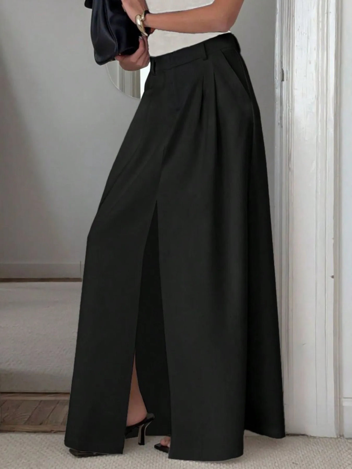 Women’s High-Waisted Slit Maxi Skirt – Flowy Boho Summer Skirt for Casual & Beach Outfits