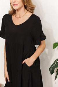 V-Neck Flounce Sleeve Tiered Dress Trandify deal