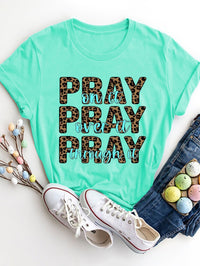 Letter Graphic Round Neck Short Sleeve T-Shirt Trandify deal
