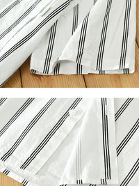 Men's Plus Size Classic Striped Short Sleeve Button-Up Shirt – Casual Slim Fit Summer Top for Big & Tall Men