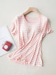 Striped Round Neck Short Sleeve T-Shirt with Bra Trandify Deal