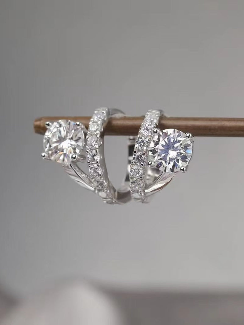 2 Carat Moissanite 925 Sterling Silver Huggie Earrings Trandify Deal