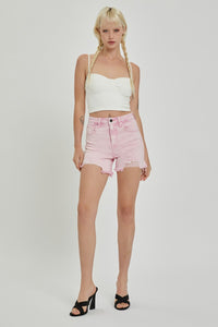 RISEN High Rise Distressed Denim Shorts Trandify deal