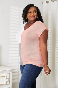 Color Block V-Neck Knit Top Trandify deal